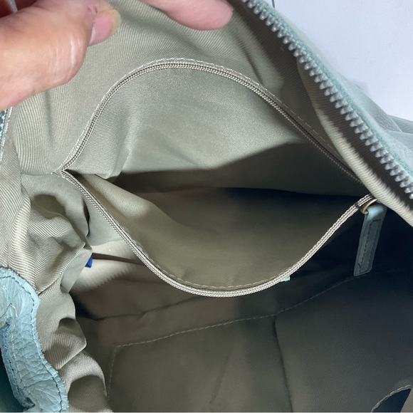 American Leather Company Leather Hanover Mint Green Two Front Zip Pockets Bag - Picture 14 of 15